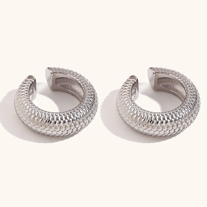 1 paire de boucles d'oreilles en acier inoxydable plaqué or 18 carats, Style classique, couleur unie