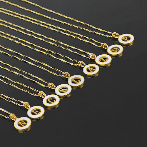 Einfache Halskette mit Buchstaben-Anhänger aus Edelstahl, Überzug, aushöhlen, Muschel-Edelstahl-Halsketten