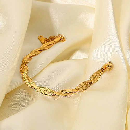 Bracelet Simple en acier inoxydable, chaîne serpent torsadée Double croix, vente en gros de bijoux