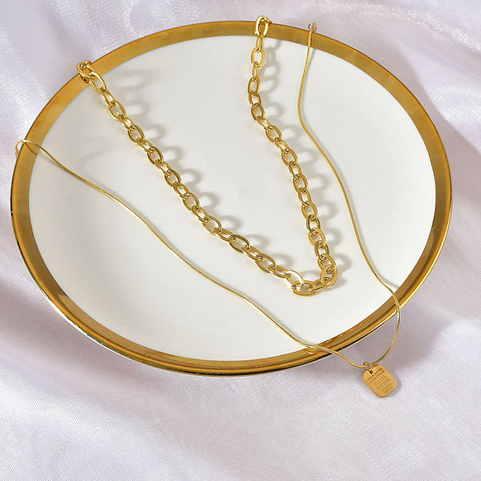 Korean Simple Double-layer Square Necklace