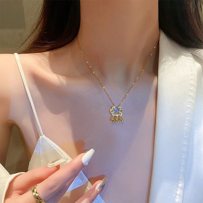 Fashion Heart Shape Butterfly Stainless Steel Plating Pendant Necklace 1 Piece