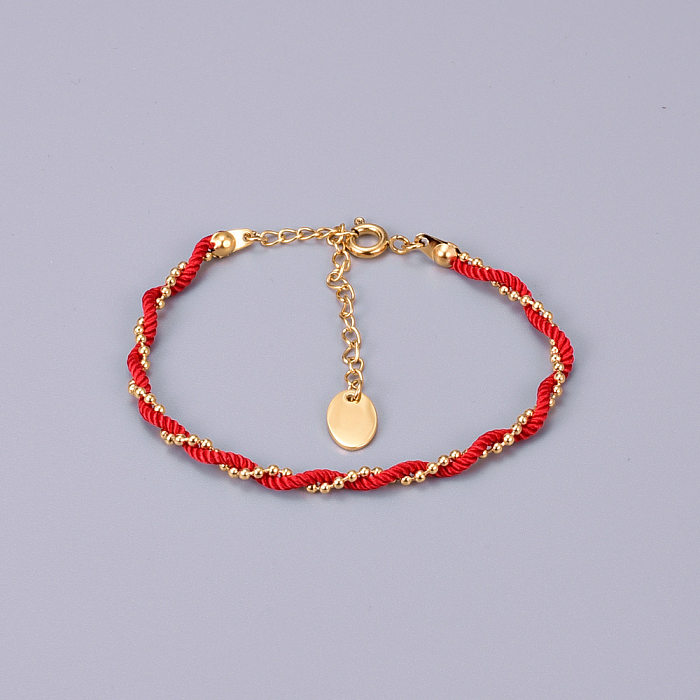 Good Luck Simple Winding Wire Bracelet Anklet Titanium Steel Gold Plated