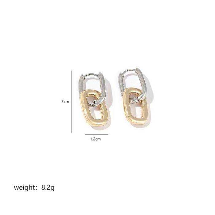 1 Paar elegante geometrische Herzform-Ohrringe aus poliertem Edelstahl mit 18-Karat-Vergoldung