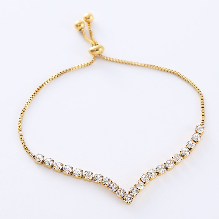 Wholesale Casual Basic Commute Butterfly Stainless Steel Plating Hollow Out Inlay 18K Gold Plated Rose Gold Plated Silver Plated Zircon Bracelets