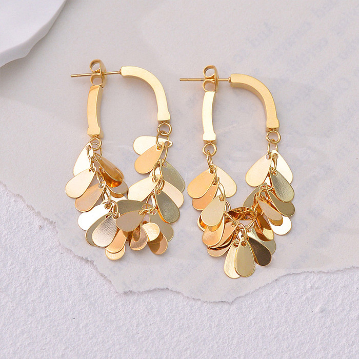 1 Pair Elegant Simple Style Water Droplets Solid Color Plating Stainless Steel  18K Gold Plated Drop Earrings