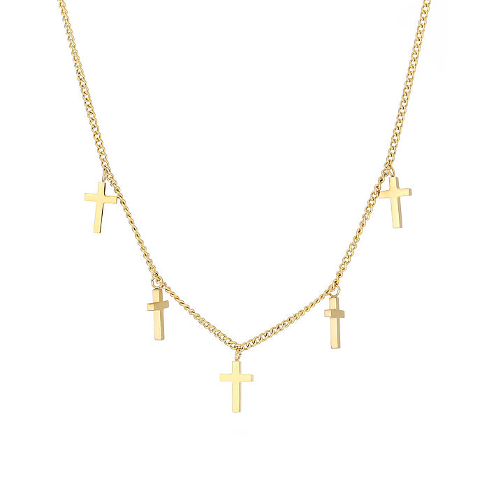 Streetwear Cross Stainless Steel  Stainless Steel Plating Pendant Necklace