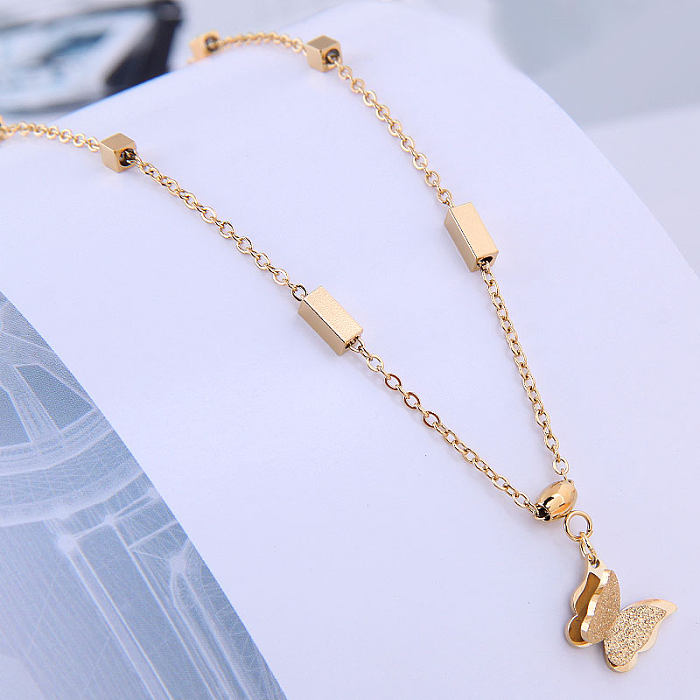 Fashion Butterfly Single Layer Stainless Steel Necklace Wholesale