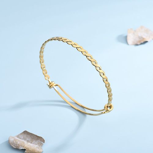 Elegant Simple Style Solid Color Titanium Steel Polishing Plating 18K Gold Plated Bangle