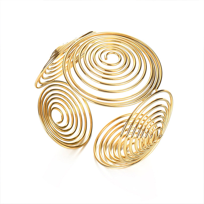 Modern Style Solid Color Stainless Steel 18K Gold Plated Bangle In Bulk