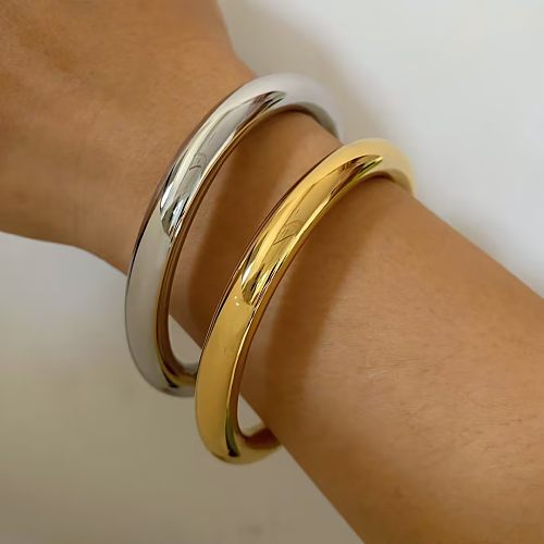 IG Style Simple Style Solid Color Stainless Steel Plating Bangle