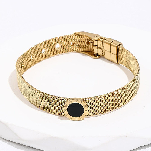 Fashion Round Letter Stainless Steel Bracelets Gold Plated Shell Stainless Steel Bracelets 1 Piece