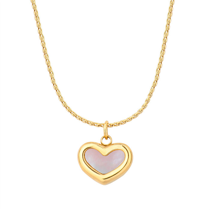 Estilo simples estilo clássico coelho formato de coração borboleta aço inoxidável polimento banhado a ouro rosa colar com pingente banhado a ouro