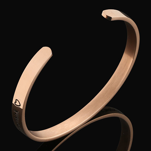 Wholesale Simple Style Classic Style Letter Solid Color Stainless Steel Plating Rose Gold Plated Bangle