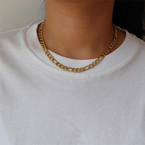 Fashion Geometric Chain Stainless Steel  Gold Plated Necklace Wholesale