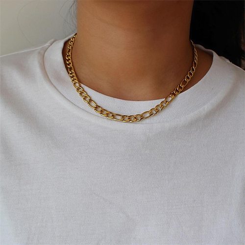 Collar chapado en oro de acero inoxidable con cadena geométrica de moda al por mayor