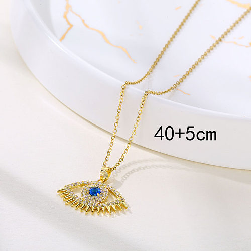 Elegant Eye Stainless Steel  Plating Inlay Zircon 18K Gold Plated Gold Plated Pendant Necklace