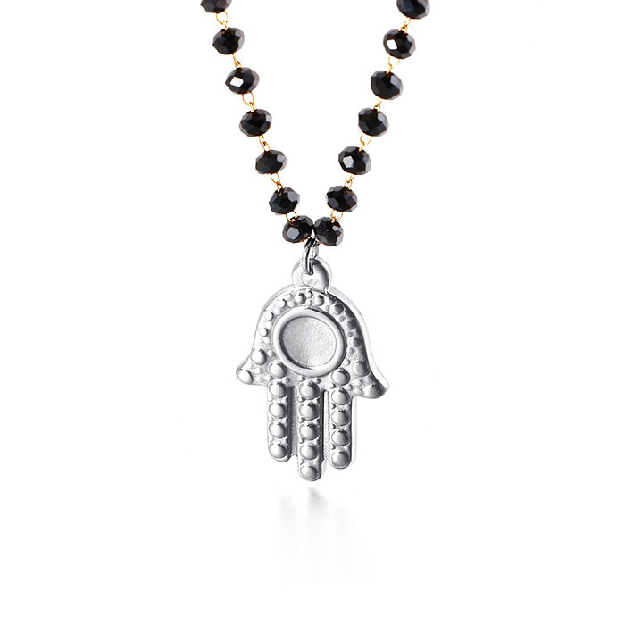 Retro Hand Of Fatima Pendant Necklace Stainless Steel  Clavicle Necklace Wholesale