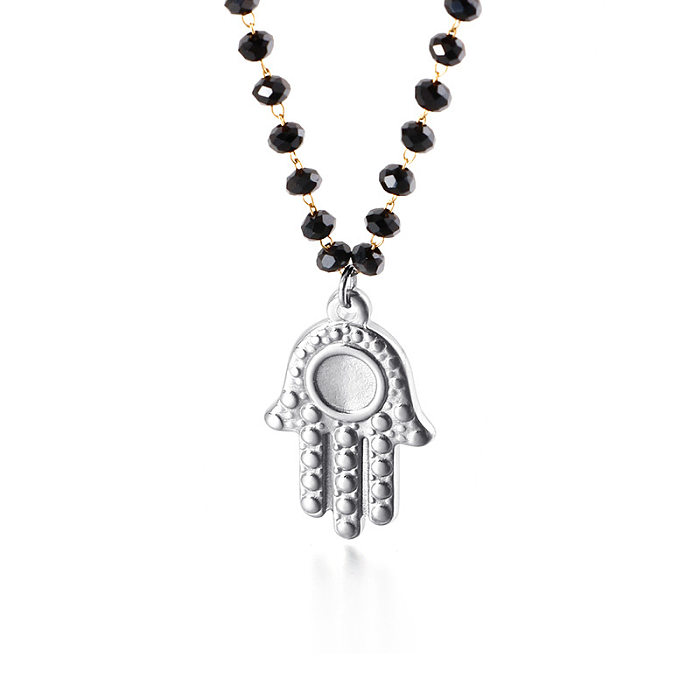 Collier pendentif rétro main de Fatima, collier clavicule en acier inoxydable, vente en gros