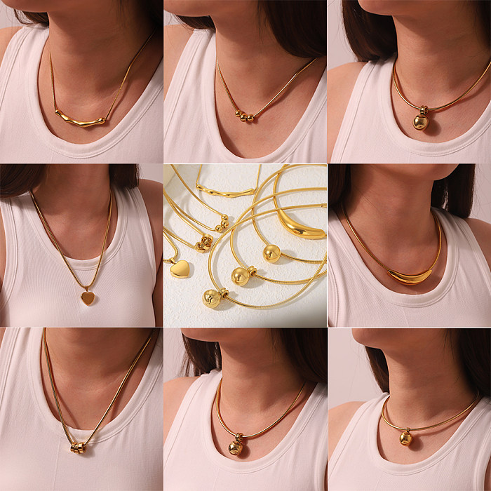 Hip-Hop Modern Style Classic Style Round Heart Shape Ball Stainless Steel  Plating 18K Gold Plated Necklace
