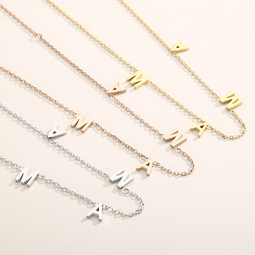 MAMA Simple Style Letter Solid Color Stainless Steel  Plating 18K Gold Plated Necklace