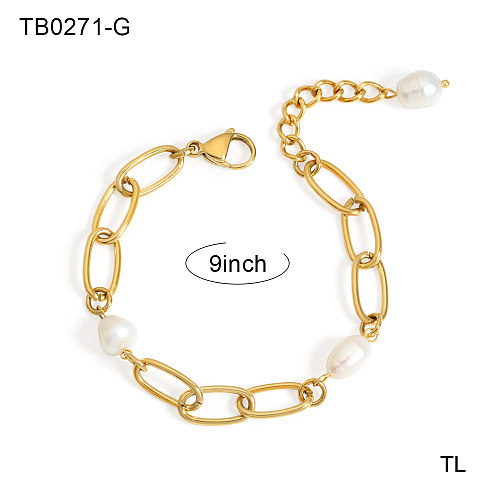 Bracelets plaqués or 18 carats, chaîne de placage en acier inoxydable de couleur unie, style simple, vente en gros