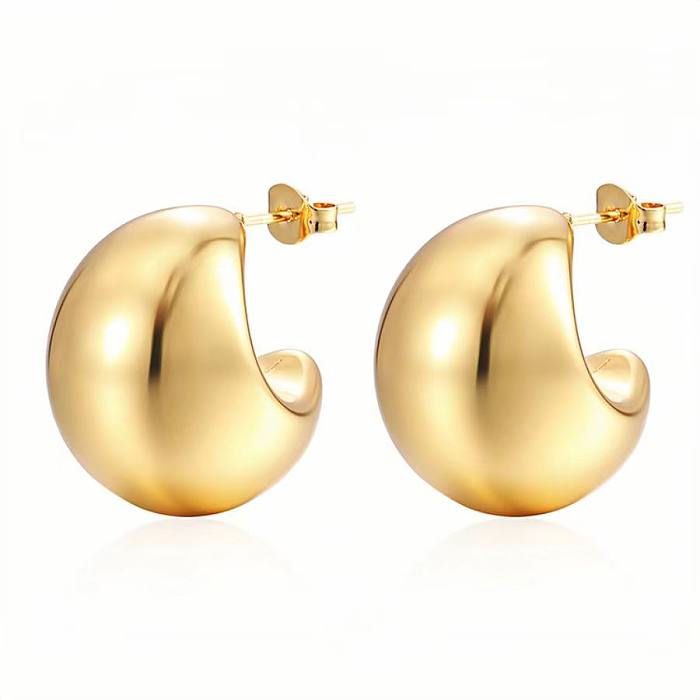 1 Pair Vintage Style Water Droplets Plating Stainless Steel  18K Gold Plated Ear Studs
