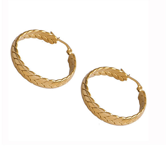 1 Pair Modern Style Simple Style Grain Stainless Steel Plating Gold Plated Hoop Earrings