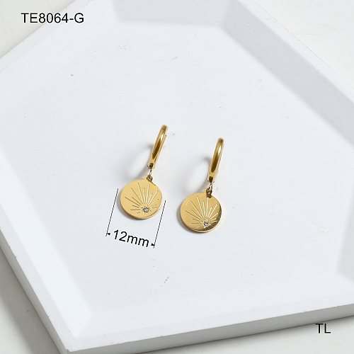 1 Pair Elegant Simple Style Star Solid Color Plating Inlay Stainless Steel  Zircon 18K Gold Plated Drop Earrings