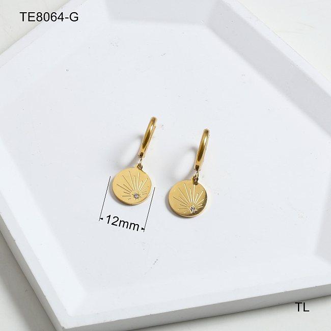 1 Pair Elegant Simple Style Star Solid Color Plating Inlay Stainless Steel  Zircon 18K Gold Plated Drop Earrings