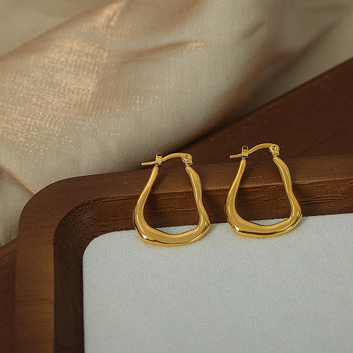 1 Paar schlichte Ohrringe aus Edelstahl mit 18-Karat-Vergoldung und geometrischer Beschichtung