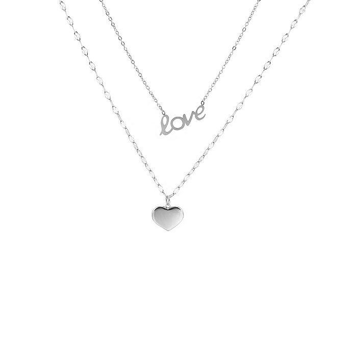 Fashion Letter Heart Shape Stainless Steel  Necklace Plating Stainless Steel  Necklaces
