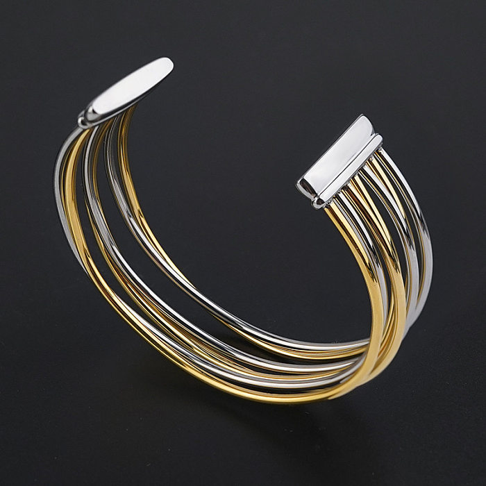 Simple Style Cool Style C Shape Stainless Steel Plating Bangle