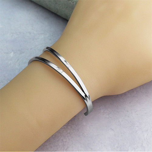 Simple Style Solid Color Stainless Steel Plating Rose Gold Plated Bangle
