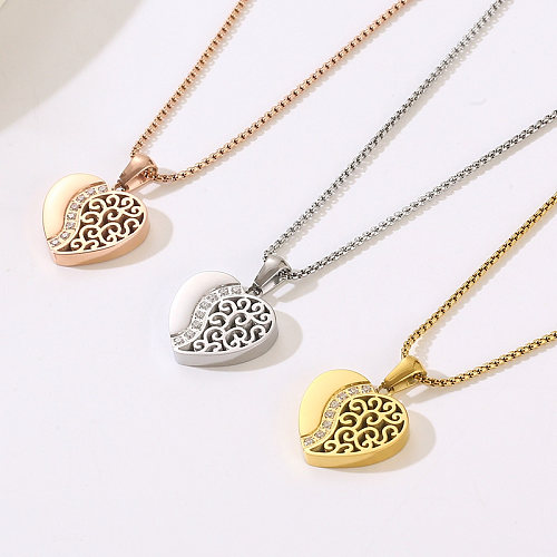 Modern Style Heart Shape Stainless Steel Plating 18K Gold Plated Pendant Necklace