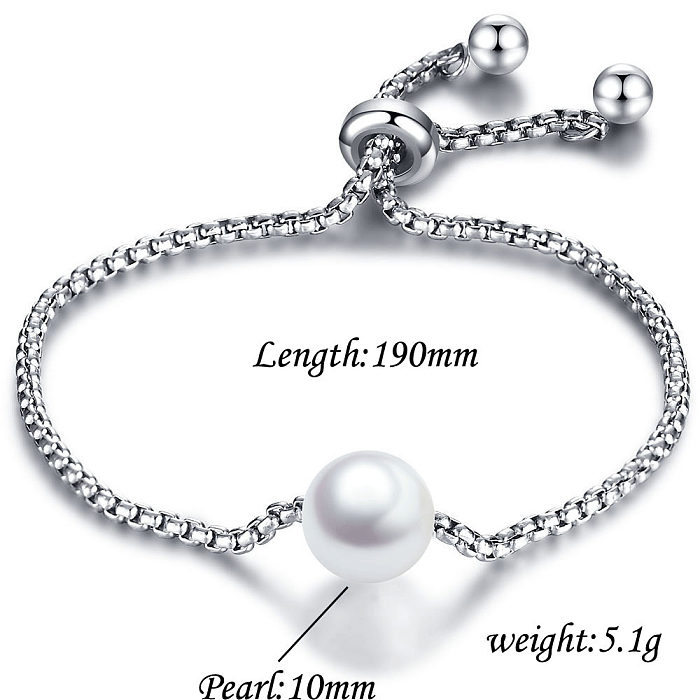 Pulsera ajustable de perlas de acero titanio de nuevo estilo