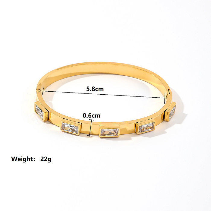 Bracelet plaqué or 18K de Zircon d'incrustation de placage d'acier de titane de rectangle de style d'IG