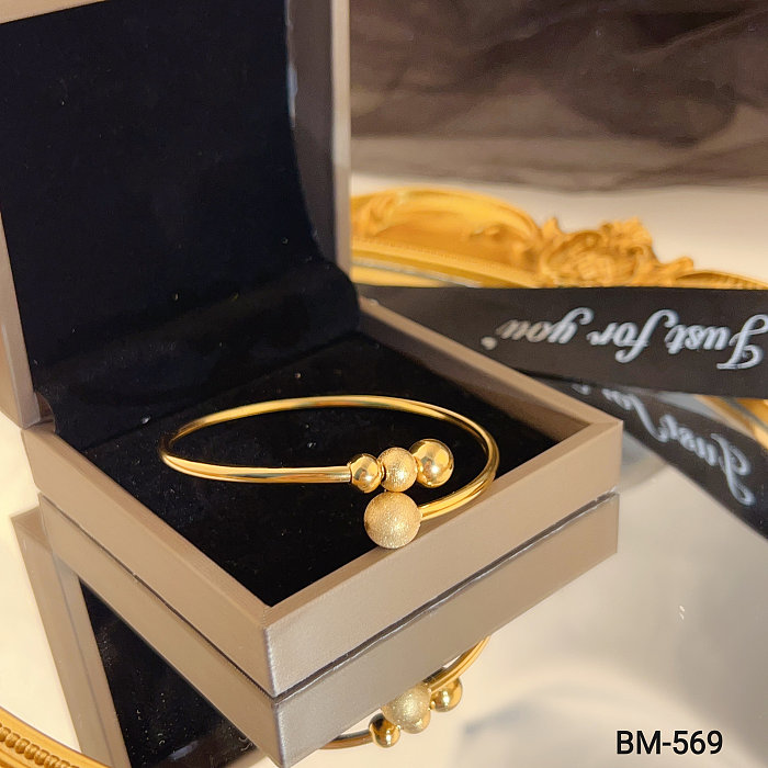 Casual Classic Style Ball Stainless Steel Plating Rose Gold Plated Gold Plated Silver Plated Bangle