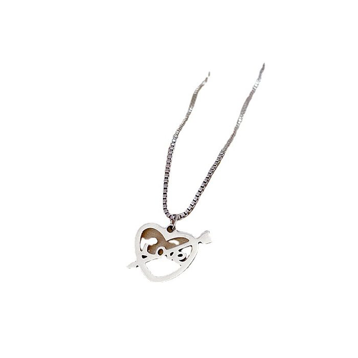Collier avec pendentif en acier inoxydable en forme de cœur avec lettre tendance, 1 pièce