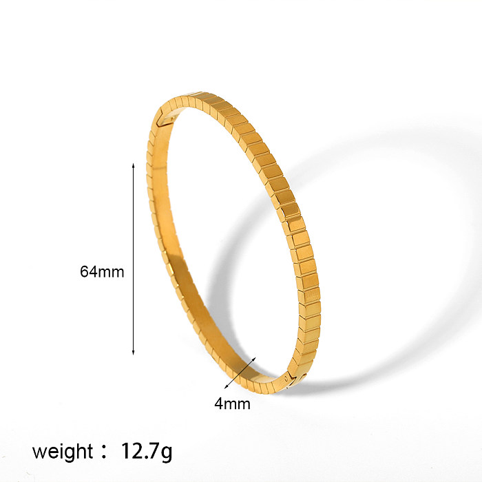 Simple Style Rectangle Stainless Steel 18K Gold Plated Zircon Bangle In Bulk