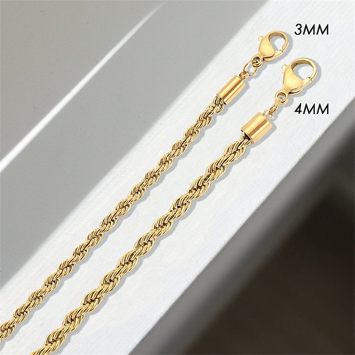 New Fashion Twist Chain 14K Gold Plated Stainless Steel  Necklace
