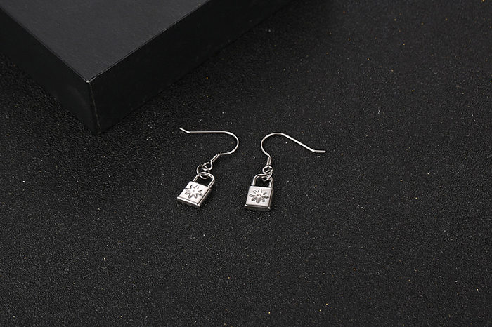 1 Piece Streetwear Lock Polishing Stainless Steel  Drop Earrings
