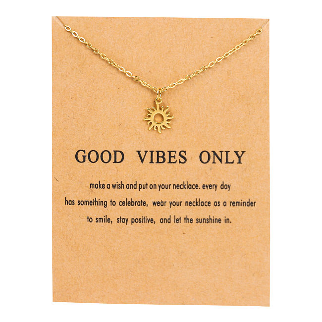 Wholesale 1 Piece Simple Style Sun Stainless Steel Gold Plated Pendant Necklace
