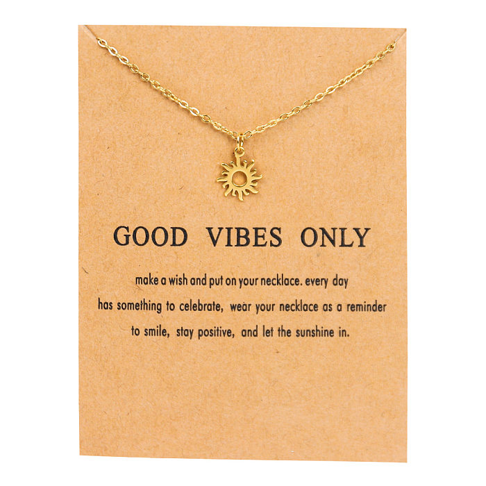Wholesale 1 Piece Simple Style Sun Stainless Steel Gold Plated Pendant Necklace