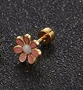 Three-dimensional Petal Flower Stainless Steel Earrings Ear Clip Single