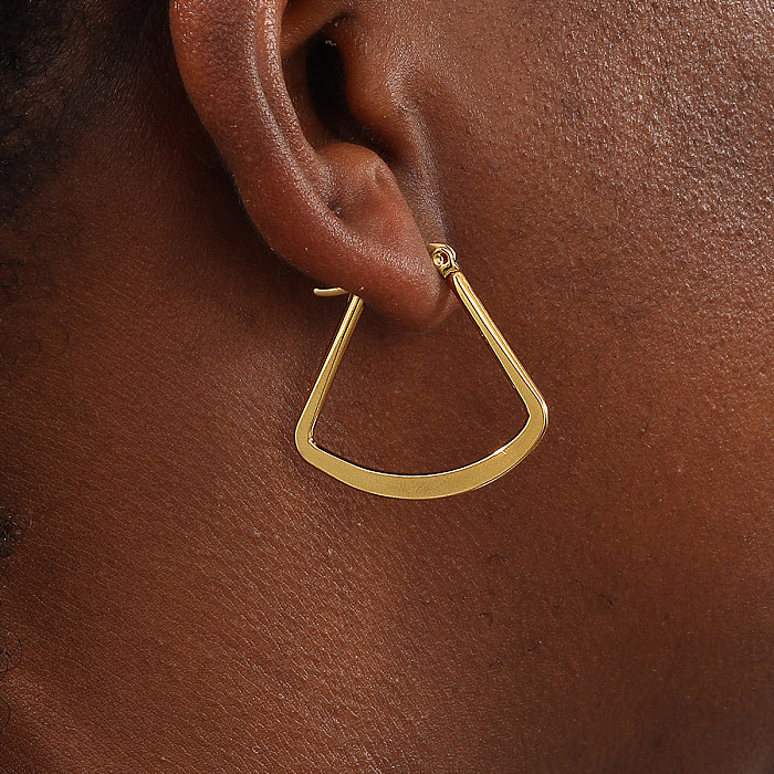1 paire de boucles d'oreilles créoles plaquées en acier inoxydable, Style géométrique Simple