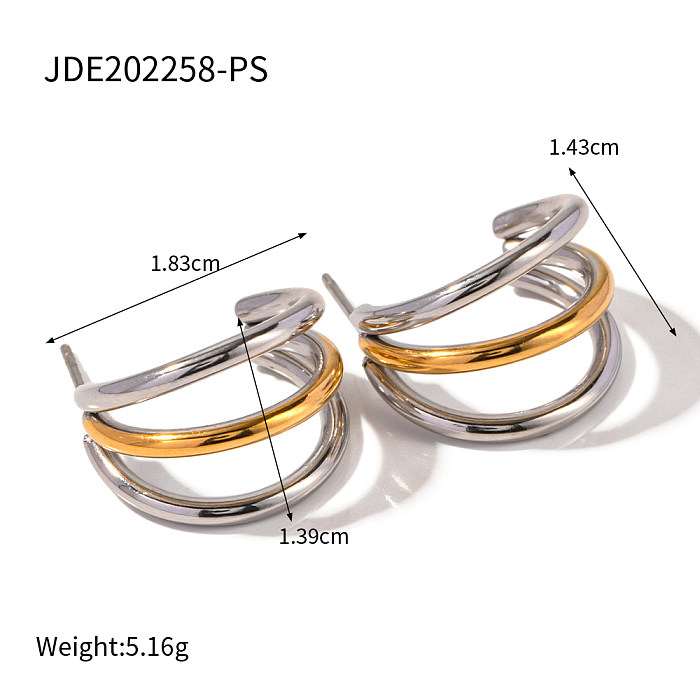 Fashion C Shape Stainless Steel  Ear Studs Gold Plated Stainless Steel  Earrings