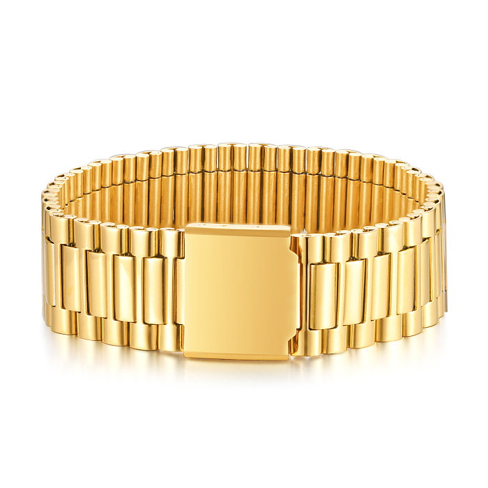 Classic Style Solid Color Stainless Steel Gold Plated Bracelets In Bulk