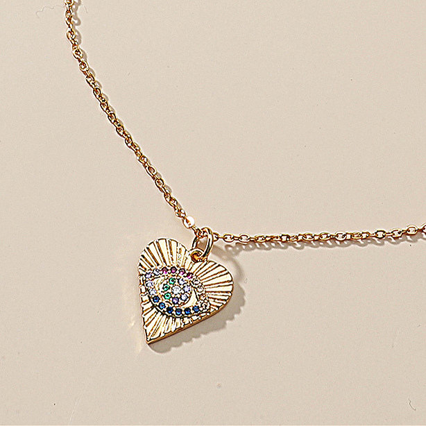 Women's Stainless Steel Pendent Inlaid Zircon Heart Necklace