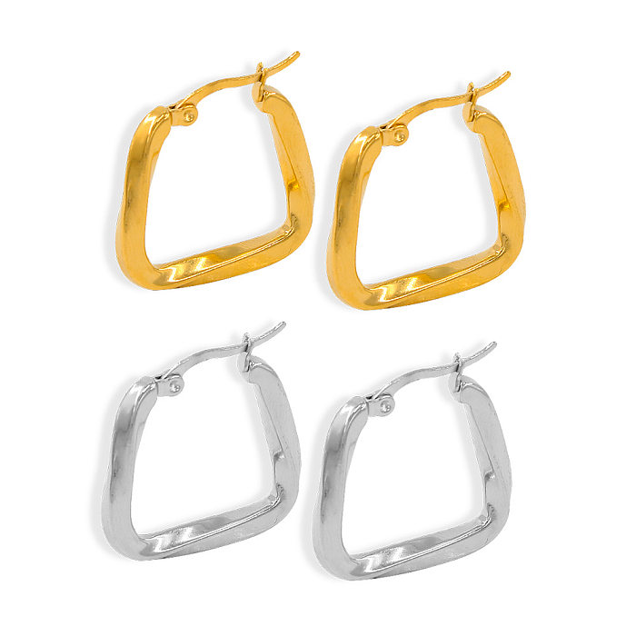 Boucles d'oreilles à placage irrégulier en acier inoxydable, couleur unie, Style Simple, 1 paire