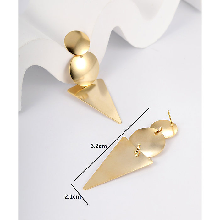 Modische dreieckige, geometrische, herzförmige, baumelnde Ohrringe mit Edelstahlbeschichtung, 1 Paar
